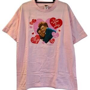 Vintage 90s I Love Lucy Lucille Ball and Desi Arnaz Pink Shirt Adult XL
